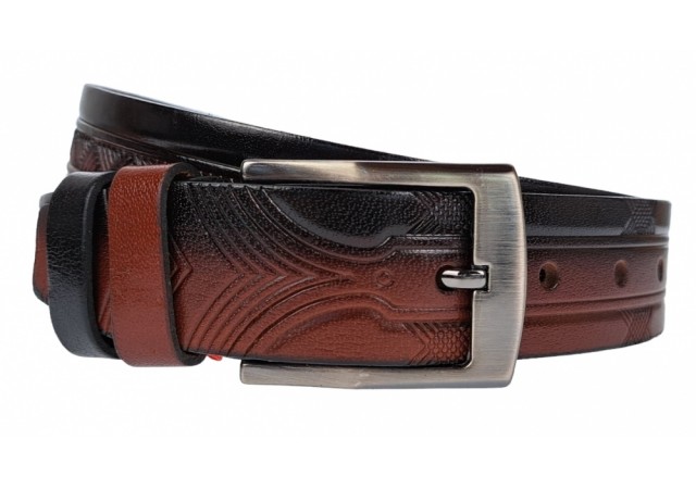 Curea barbati, casual, pentru jeans, din piele naturala, doua culori, negru si maro, 3.5cm - CK44MN